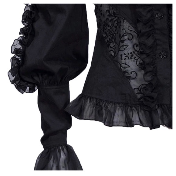 Victorian Lace Detachable Ruffle Collar Top - Picture 4 of 4